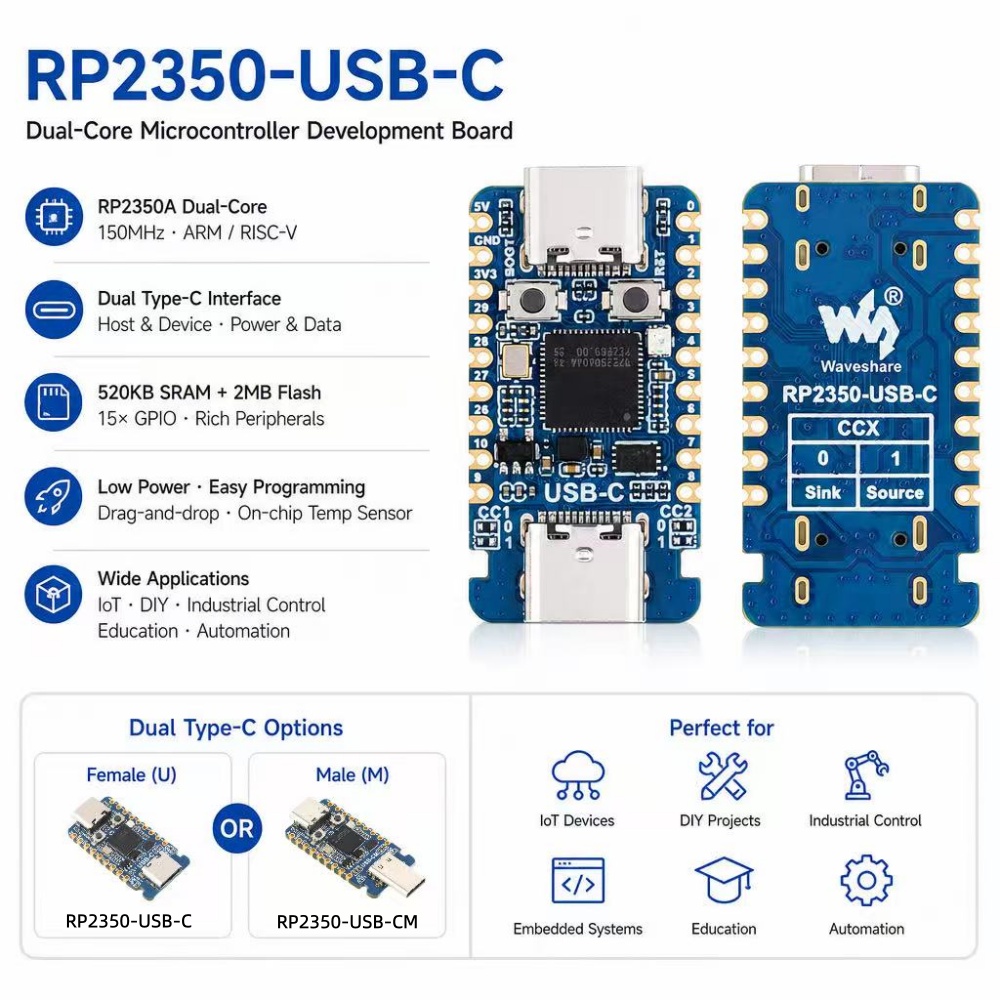Banana Pi Bpi-M5 - Carte de développement miniature RP2350-USB-C, carte